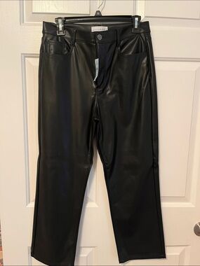 NWT LOFT Black Faux Leather Cropped pant